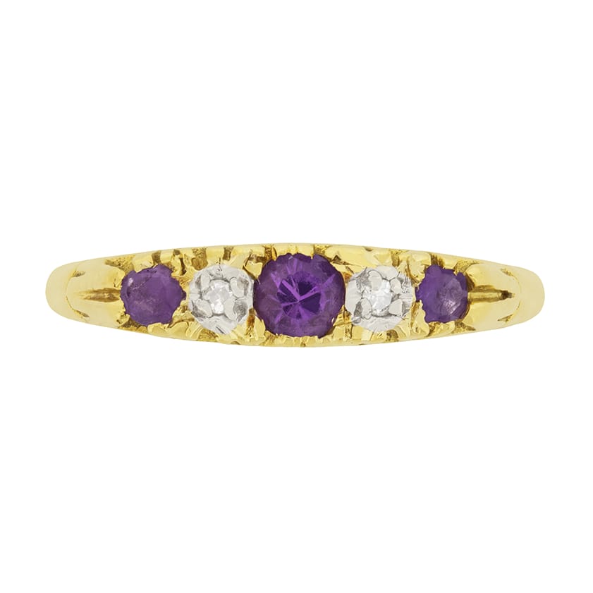 Vintage 0.40ct Amethyst and Diamond Ring, c.1975