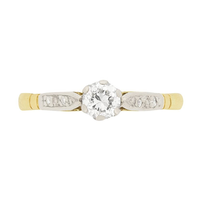 Late Art Deco 0.40ct Diamond Solitaire Engagement Ring, c.1930s