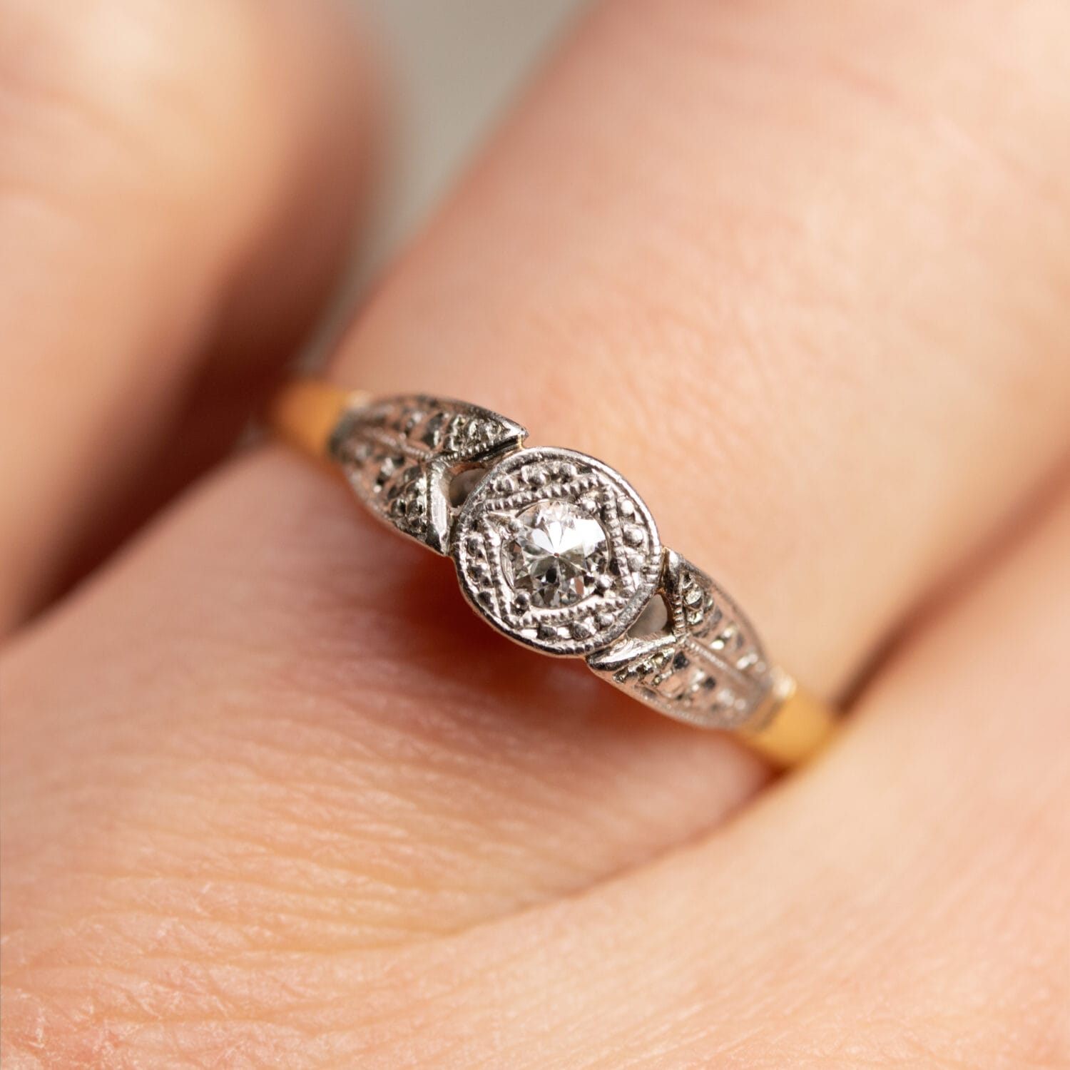 Vintage Illusion Set Diamond Engagement Ring,