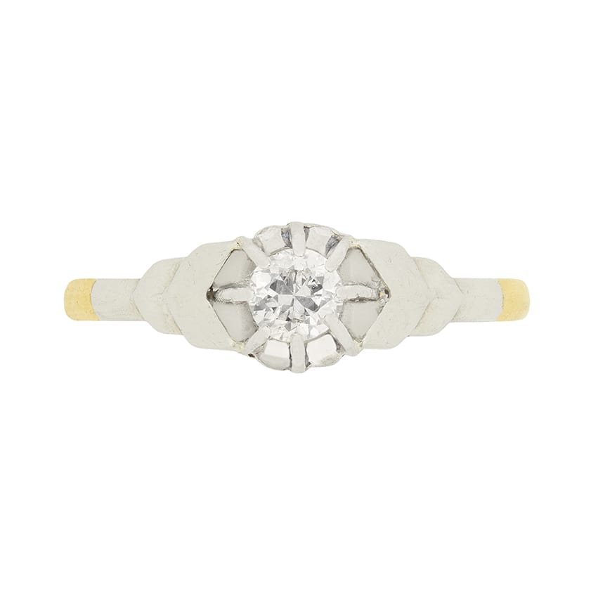 Late Art Deco 0.25ct Diamond Solitaire Engagement Ring, c.1930s