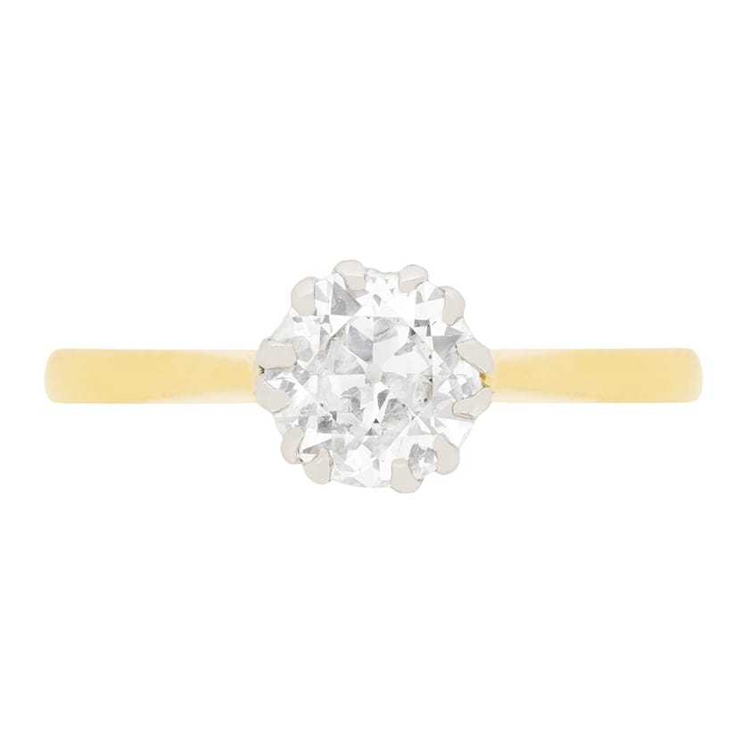 Edwardian 1.28ct Diamond Solitaire Engagement Ring, c.1910s