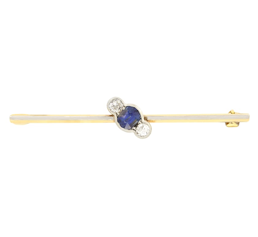 Edwardian 0.50ct Sapphire and Diamond Brooch, c.1910s