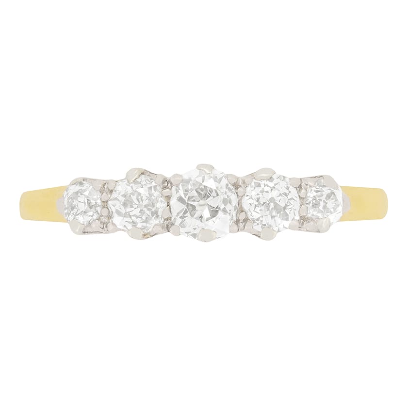 Edwardian 0.75ct Diamond Five Stone Ring, c.1910s