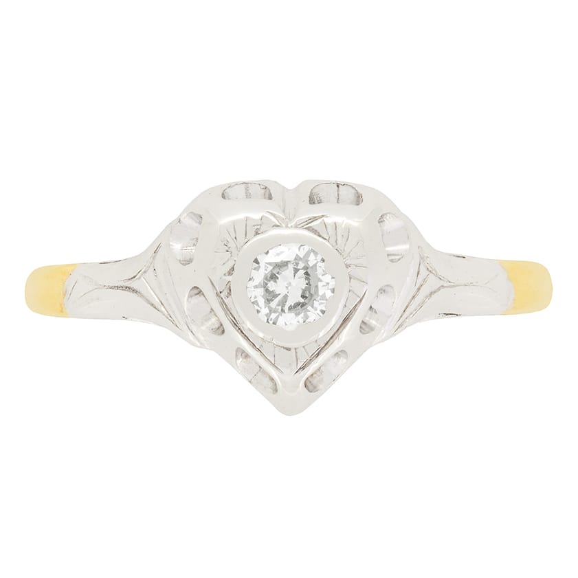Late Art Deco 0.20ct Diamond Solitaire Ring, c.1930s