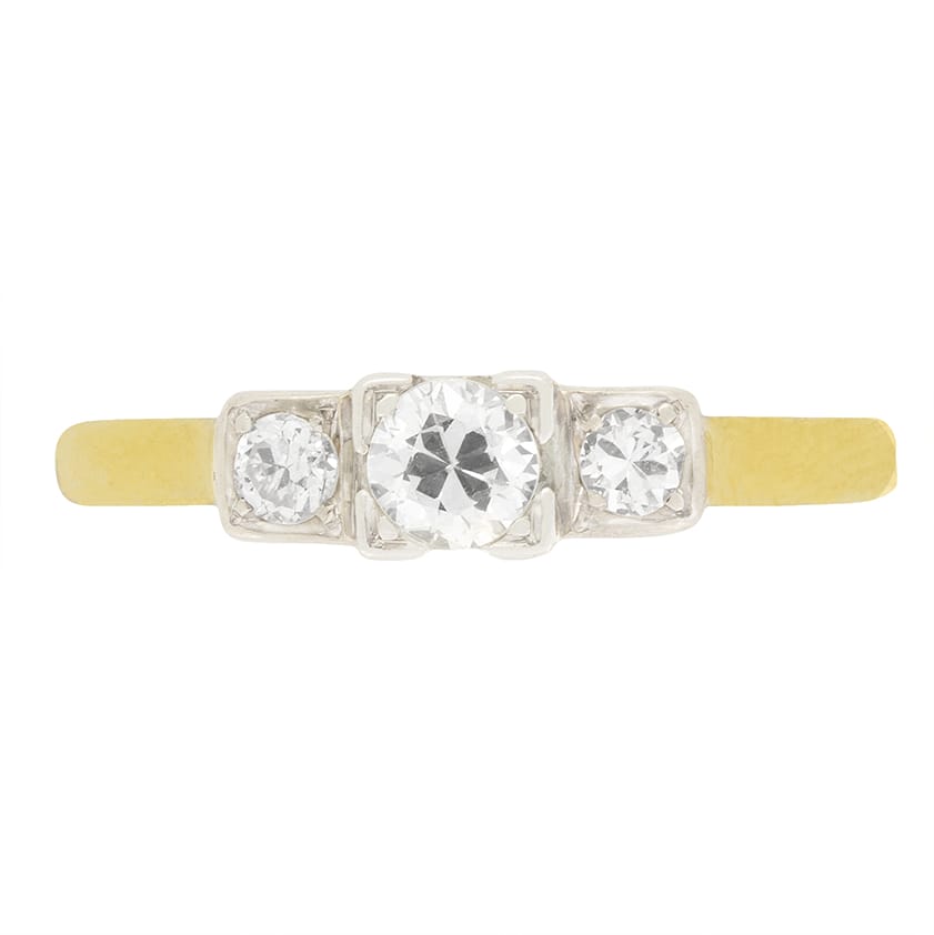 Edwardian 0.30ct Three Stone Diamond Ring, c.1910s