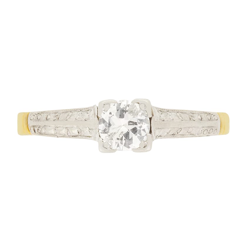 Late Deco 0.40ct Diamond Solitaire Engagement Ring c.1940s