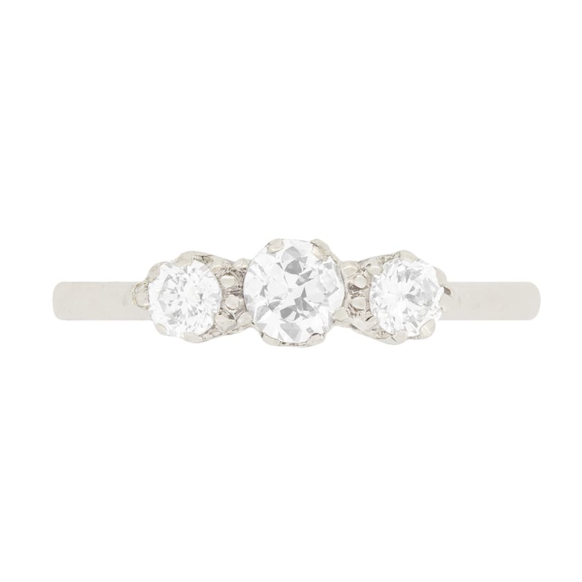 Art Deco 0.75ct Three Stone Diamond Ring, c.1920