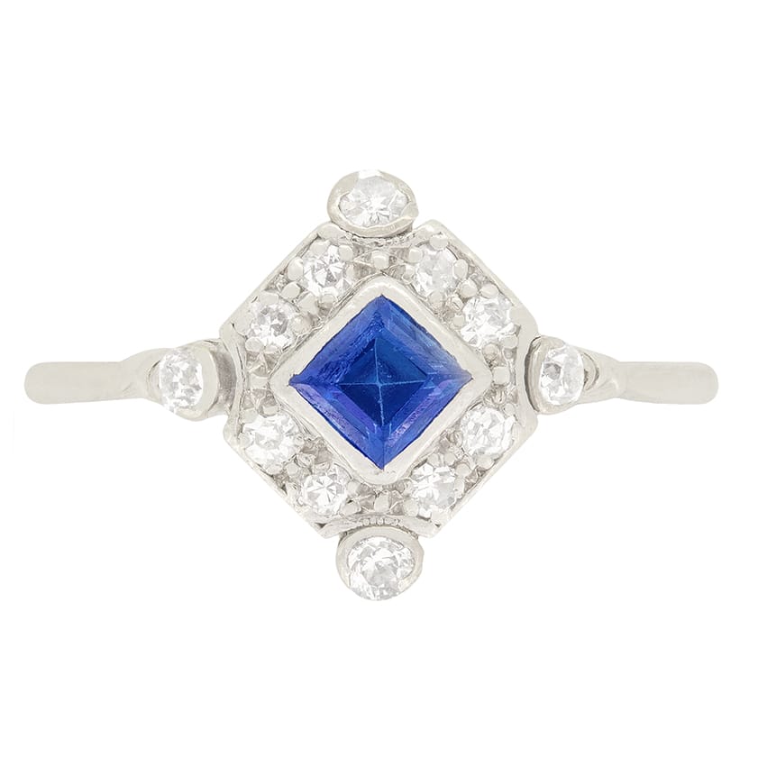 Art Deco 0.40ct Sapphire and Diamond Ring, c.1920s