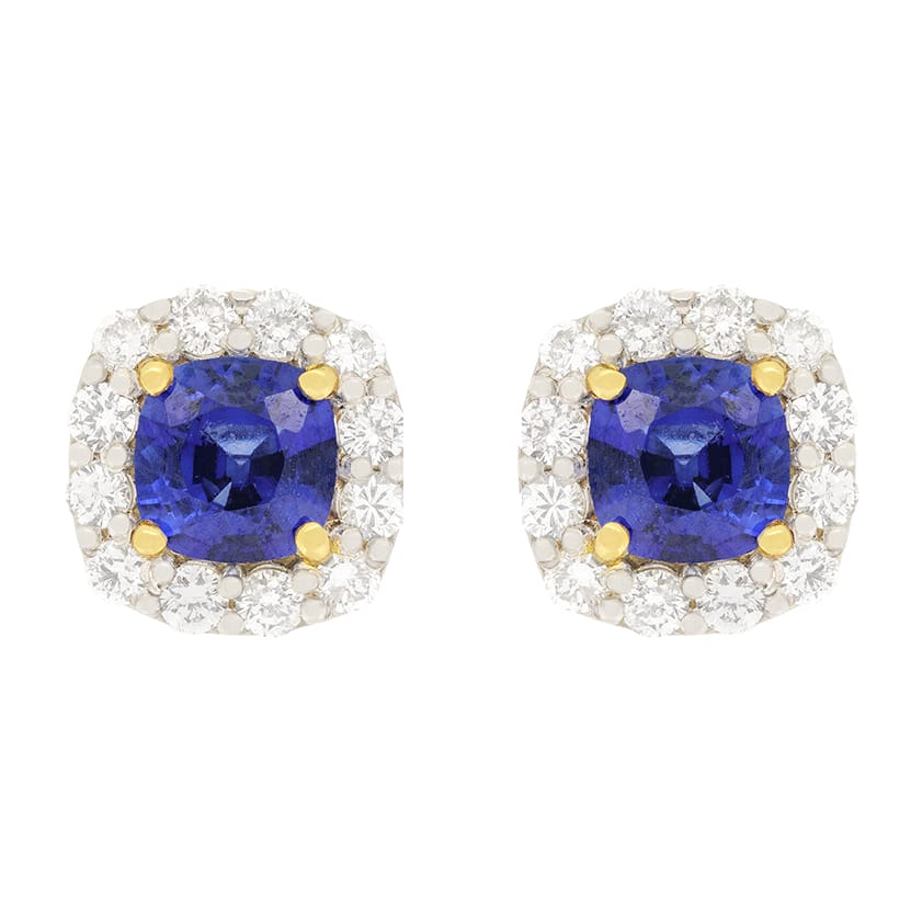Vintage 1.40ct Sapphire and Diamond Earrings, c.1970s