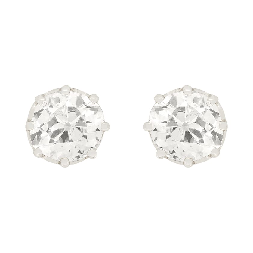 Edwardian 2.00ct Diamond Stud Earrings, c.1910s