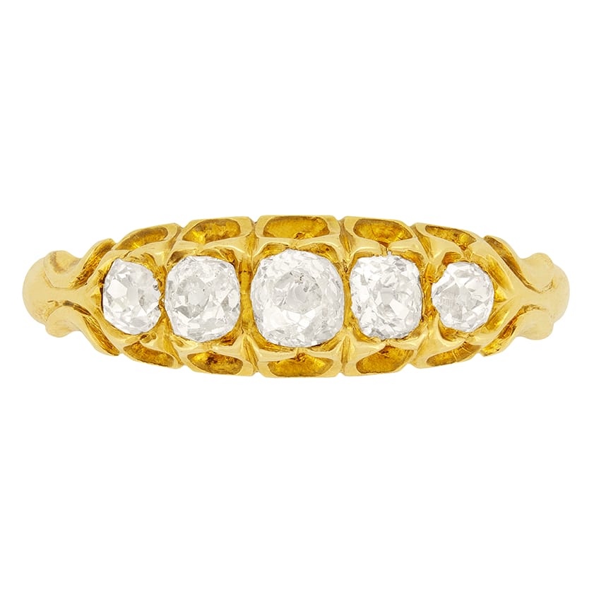Victorian 0.70ct Diamond Five Stone Ring, c.1880s