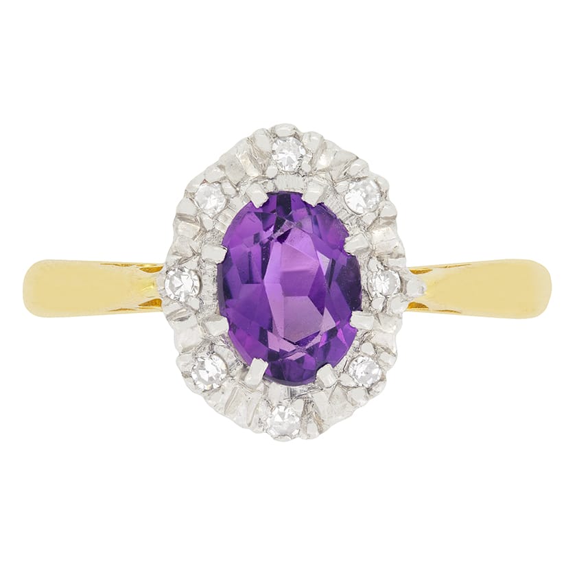 Vintage 0.85ct Amethyst and Diamond Ring, c.1970s