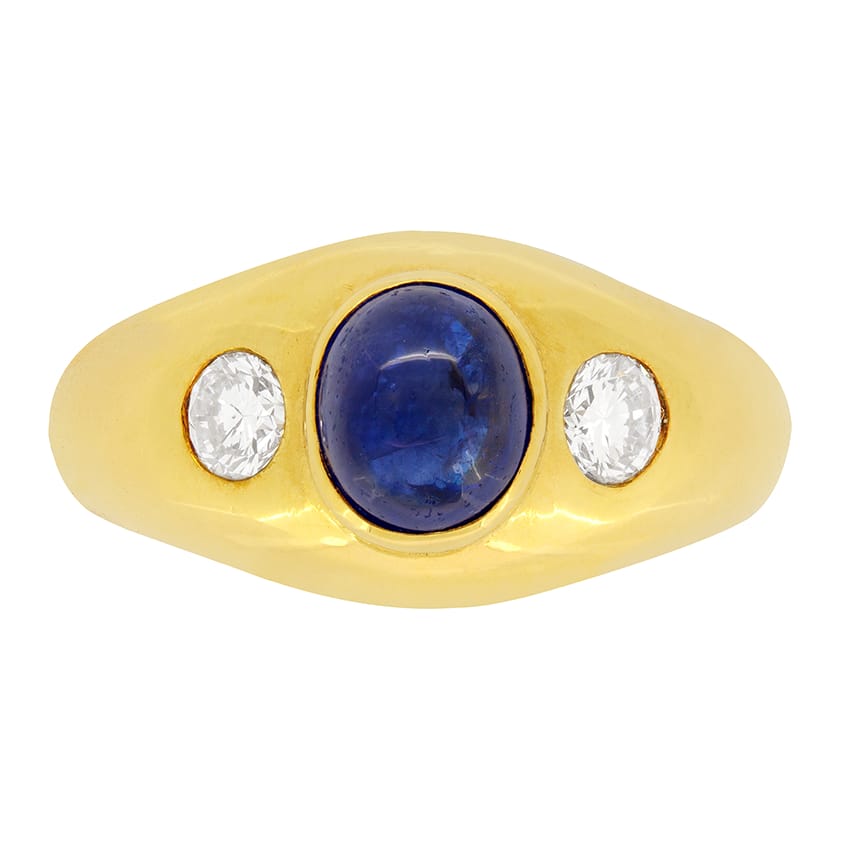 Cartier Vintage Cabochon Sapphire and Diamond Gypsy Ring, c.1980s