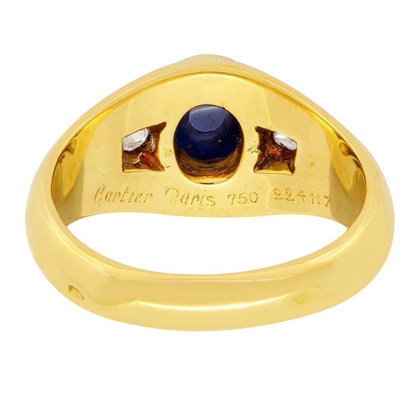 Cartier Vintage Cabochon Sapphire and Diamond Gypsy Ring c.1980s