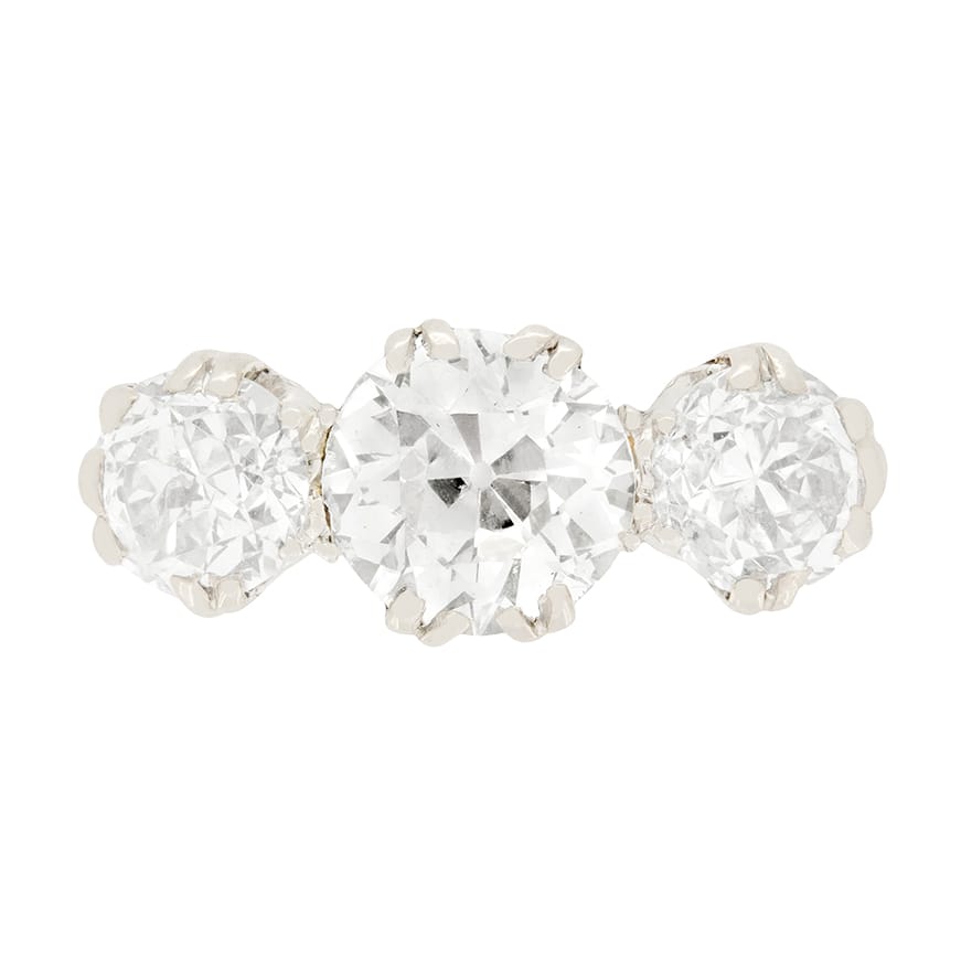 Art Deco 3.00ct Three Stone Ring, c.1920s