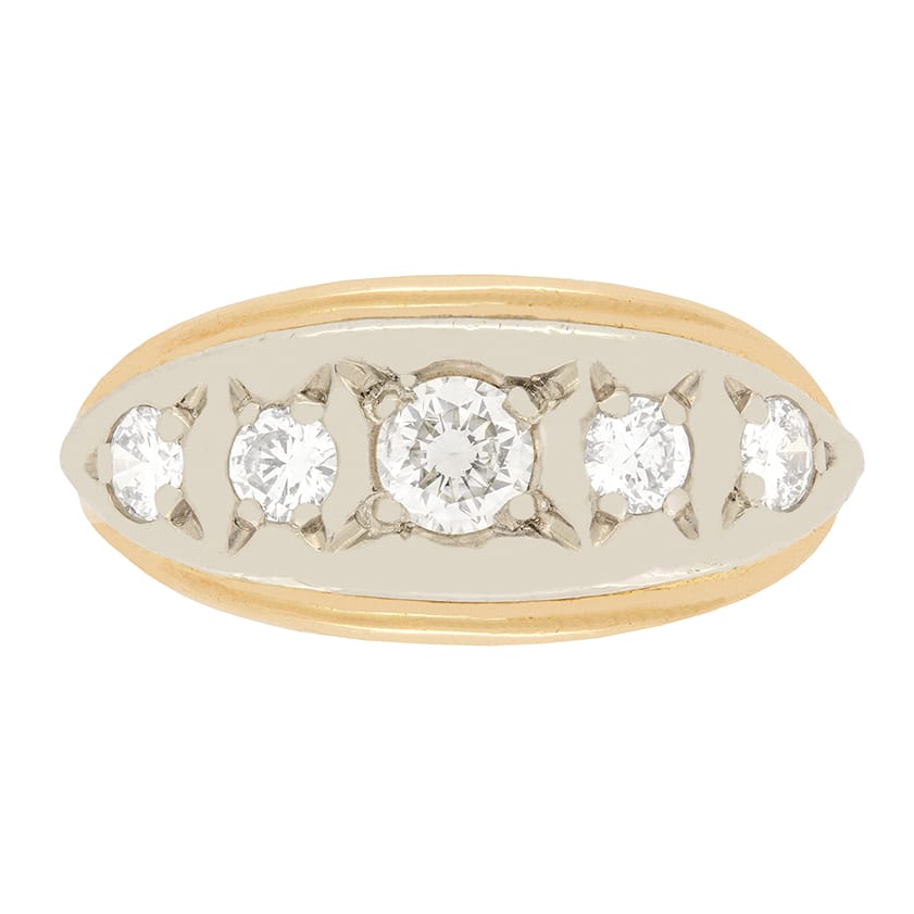 Vintage 0.75ct Diamond Five Stone Ring, c.1950s