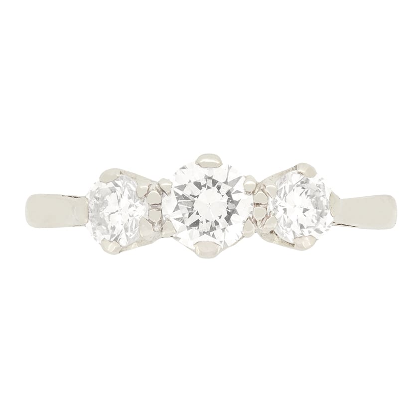 Art Deco 0.95ct Diamond Three Stone c.1920s