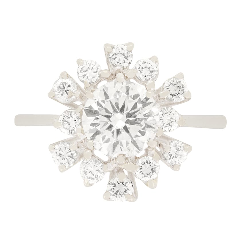 Vintage 0.98ct Diamond Cluster Ring, c.1970s
