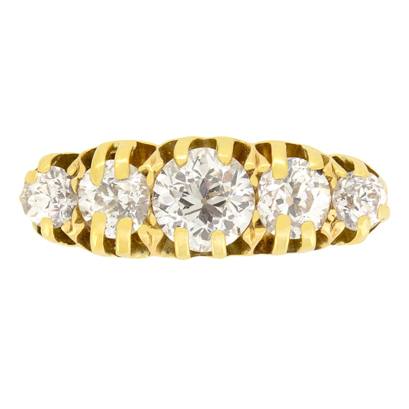 Victorian 1.80ct Diamond Five Stone Ring, c.1890s