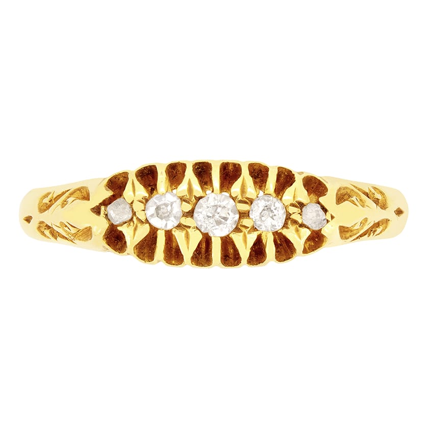 Antique 0.13ct Diamond Five Stone, hallmarked.1909