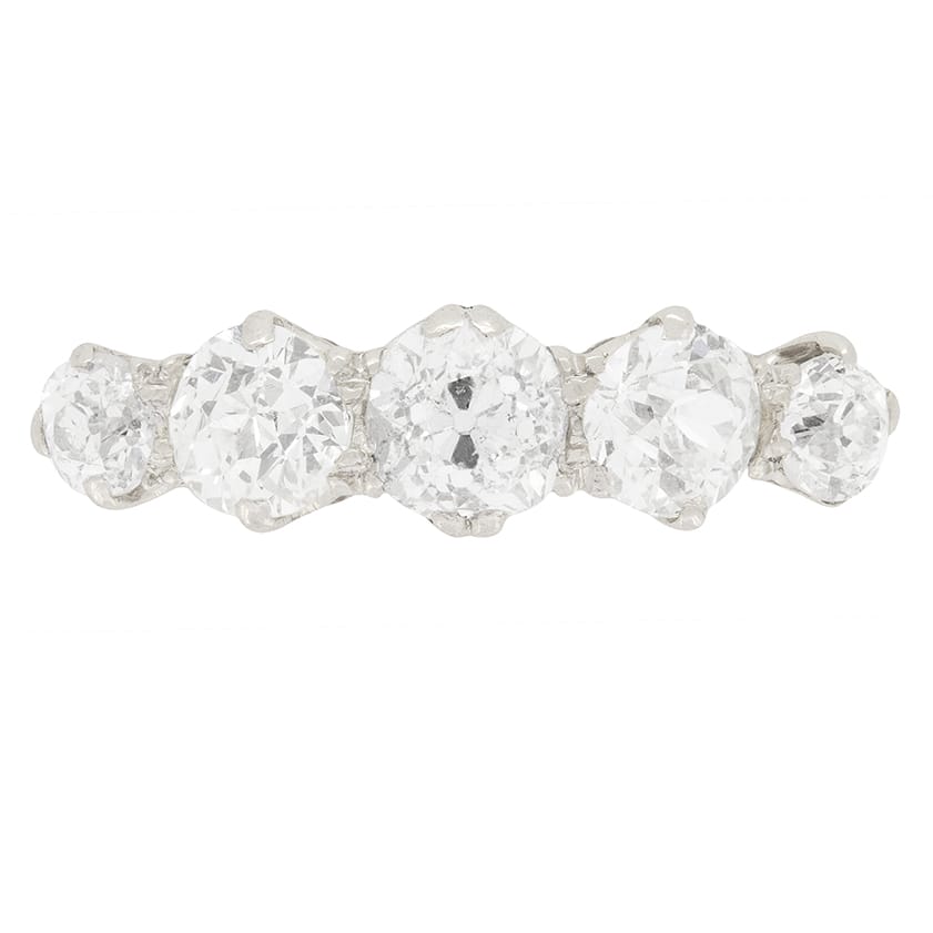 Art Deco 2.20ct Diamond Five Stone Ring, c.1920s