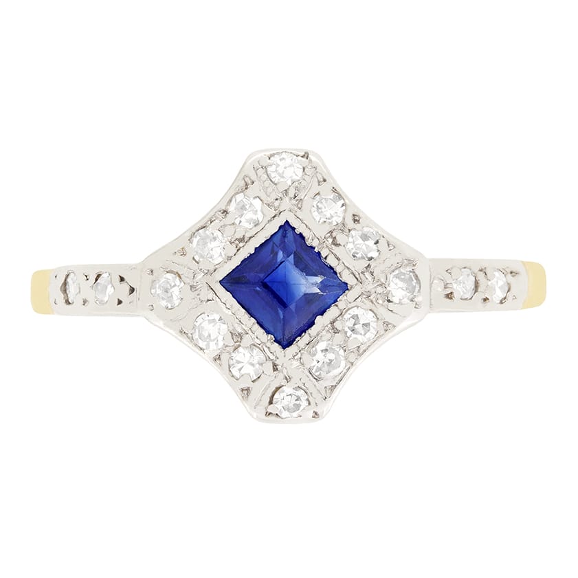Edwardian 0.30ct Sapphire and Diamond Cluster, c.1910s
