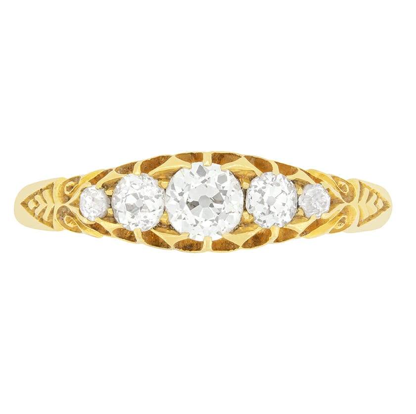 Victorian 1.06ct Diamond Five Stone Ring, hallmarked 1876