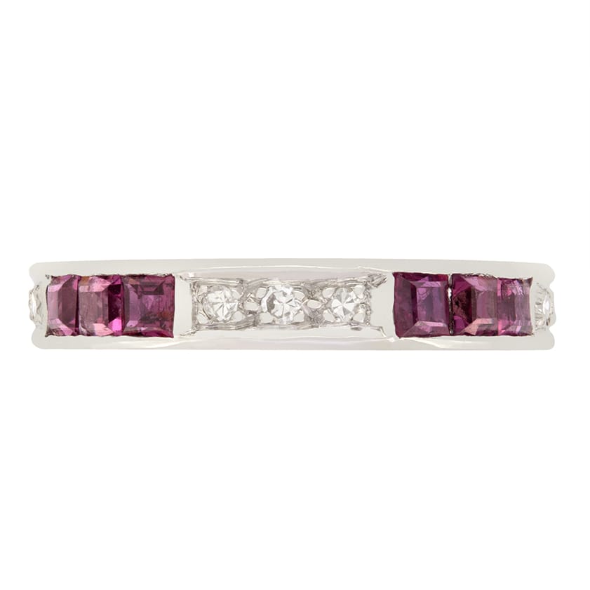 Late Deco 1.20ct Ruby and Diamond Full Eternity Ring, c.1940s
