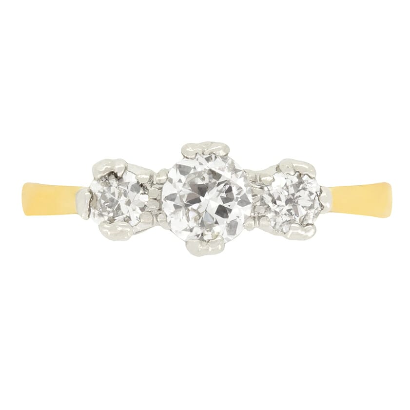 Edwardian 0.90ct Diamond Trilogy Ring, c.1910s
