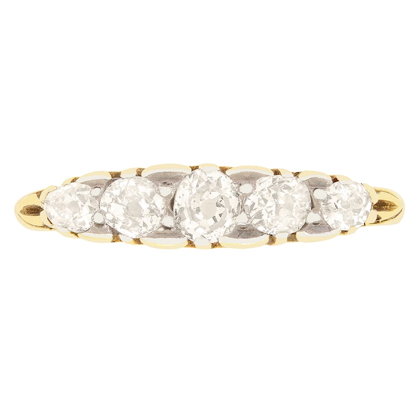 Victorian 0.95ct Diamond Five Stone Ring, c.1880s