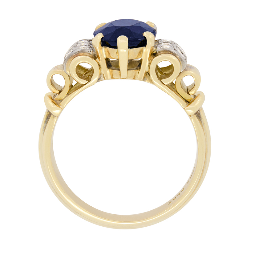 Late Deco 3.20ct Sapphire and Diamond Cluster Ring, c.1940s ...