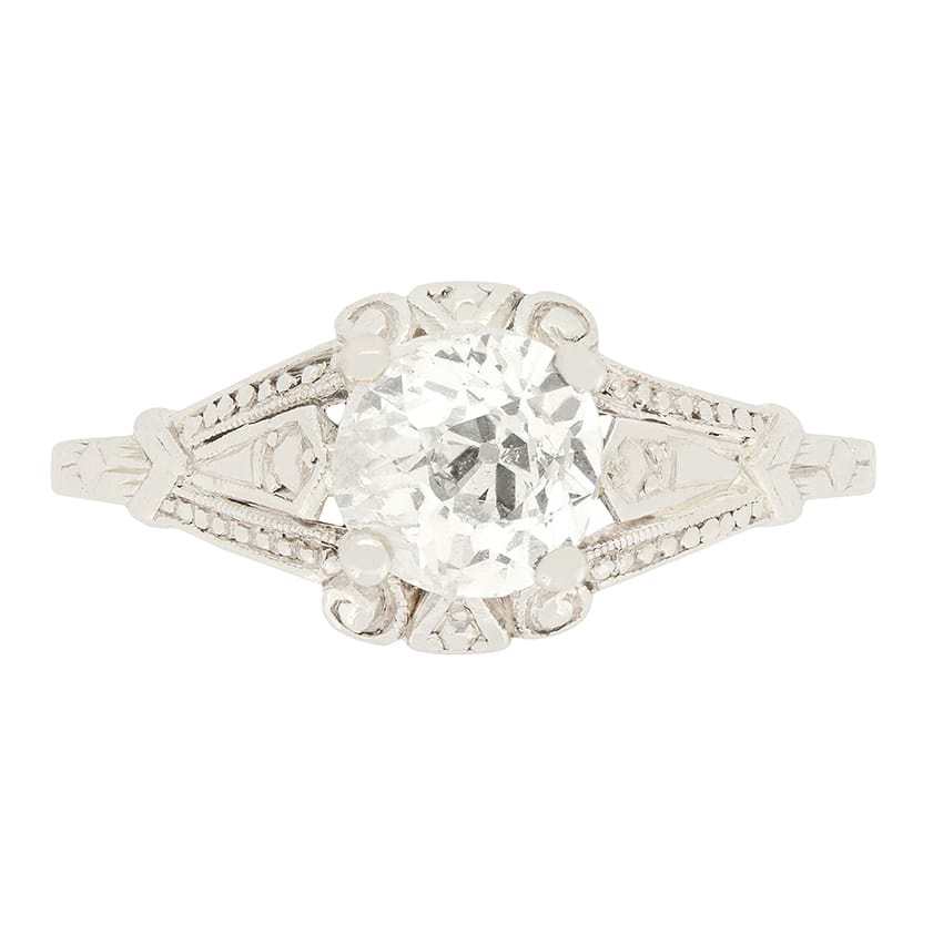 Art Deco 0.78ct Diamond Solitaire Ring, c.1920s