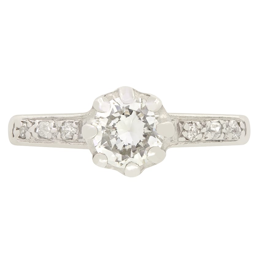 Late Deco 0.55ct Diamond Solitaire Ring, c.1940s