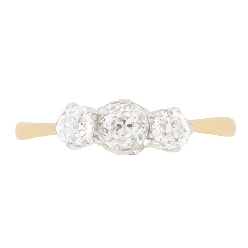 Edwardian 0.75ct Diamond Three Stone Ring, c.1910s