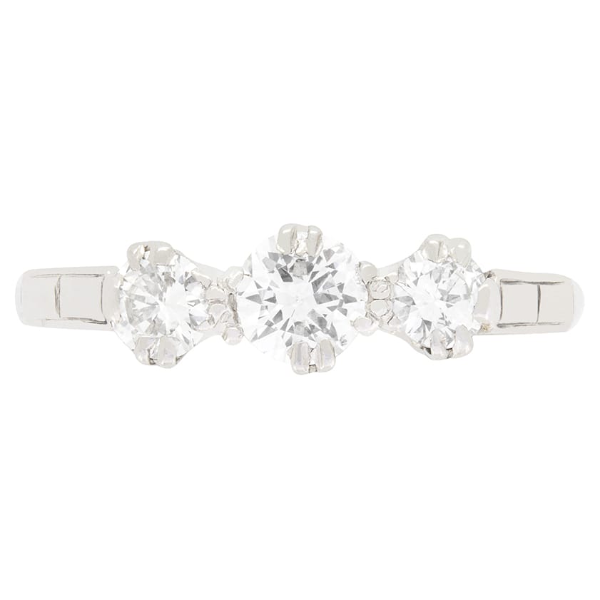 Late Deco 0.80ct Diamond Trilogy Ring, c.1930s