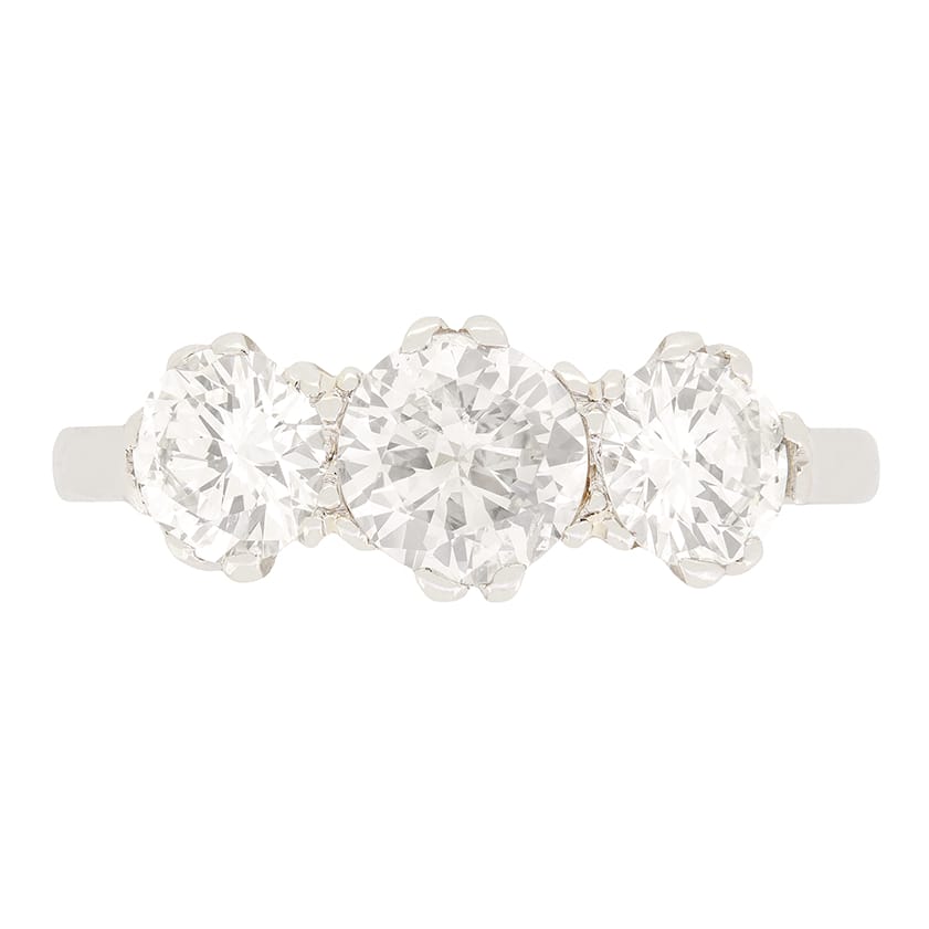 Late Deco 1.40ct Diamond Trilogy Ring, c.1940