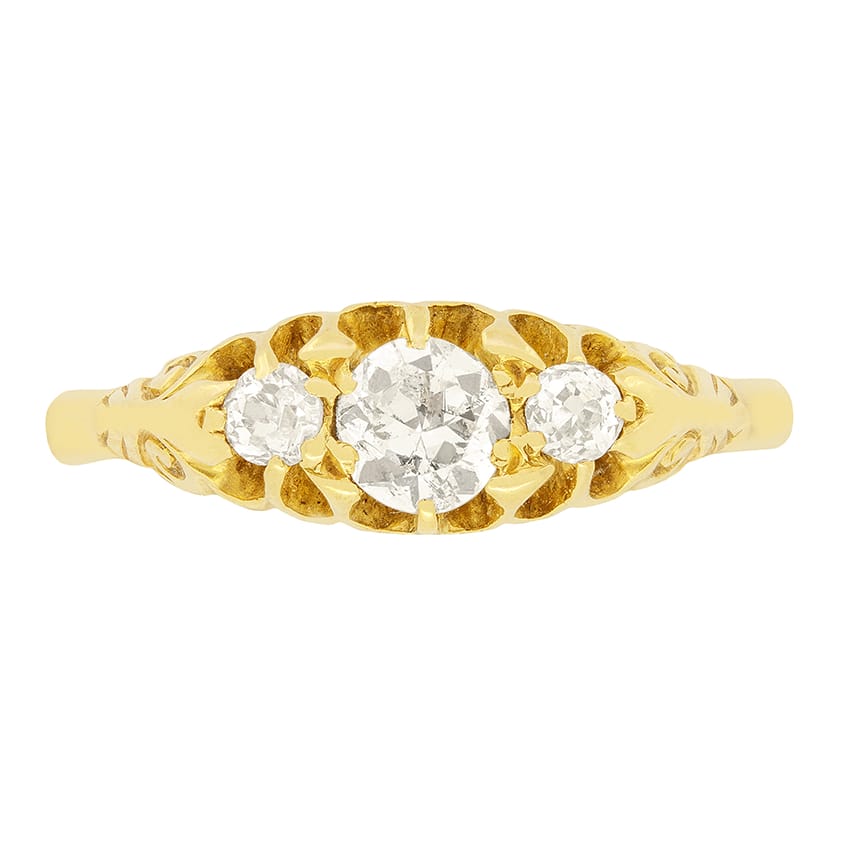 Victorian 0.60ct Diamond Three Stone Ring, c.1880s