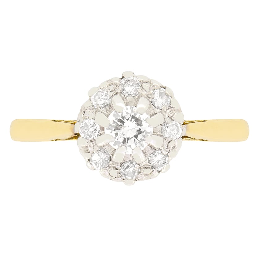 Vintage 0.41ct Diamond Cluster Ring, c.1950s