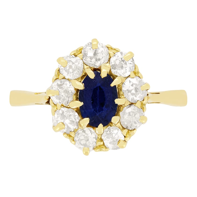 Victorian 0.40ct Sapphire and Diamond Cluster Ring, c.1880s