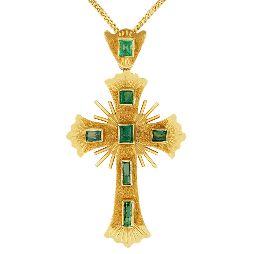 Amazon.com: LBG 10k Yellow Gold Pendant & Chain with Genuine Emerald Womens Cross  Pendant & Chain - Chain length 16 : Clothing, Shoes & Jewelry