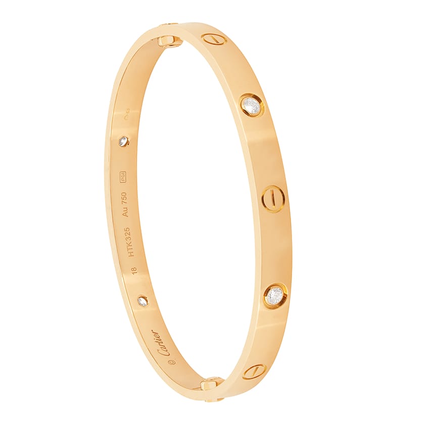 Cartier 4 Diamond Love Bracelet in Rose Gold Farringdons Jewellery