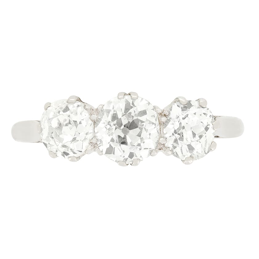 Art Deco 1.70ct Three Stone Ring, c.1920s