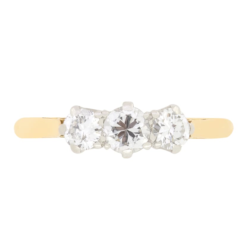 Vintage 0.70ct Diamond Trilogy Ring, c.1950s