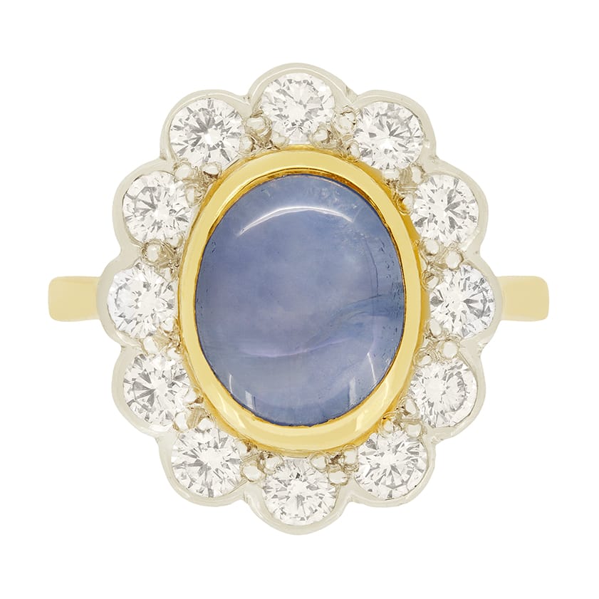 Vintage 4.50ct Star Sapphire and Diamond Ring, c.1960s