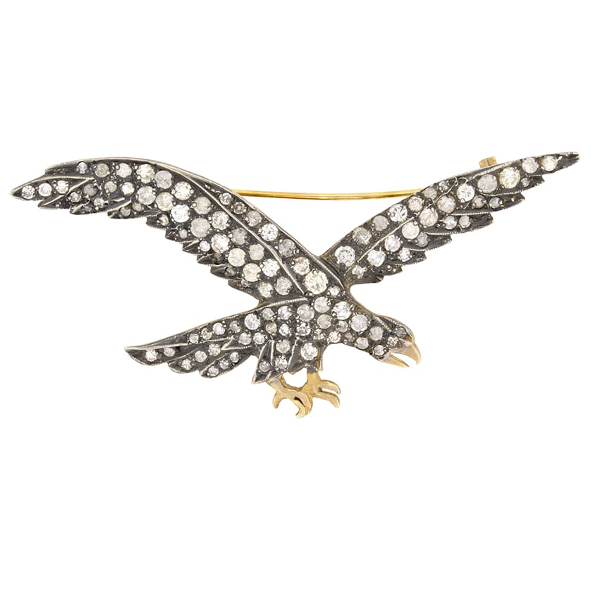 Vintage 1.60ct Diamond Eagle Brooch, c.1980s