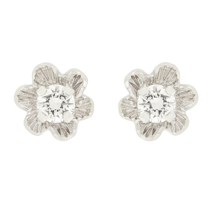 Late Deco 0.30ct Diamond Earrings, c.1940s