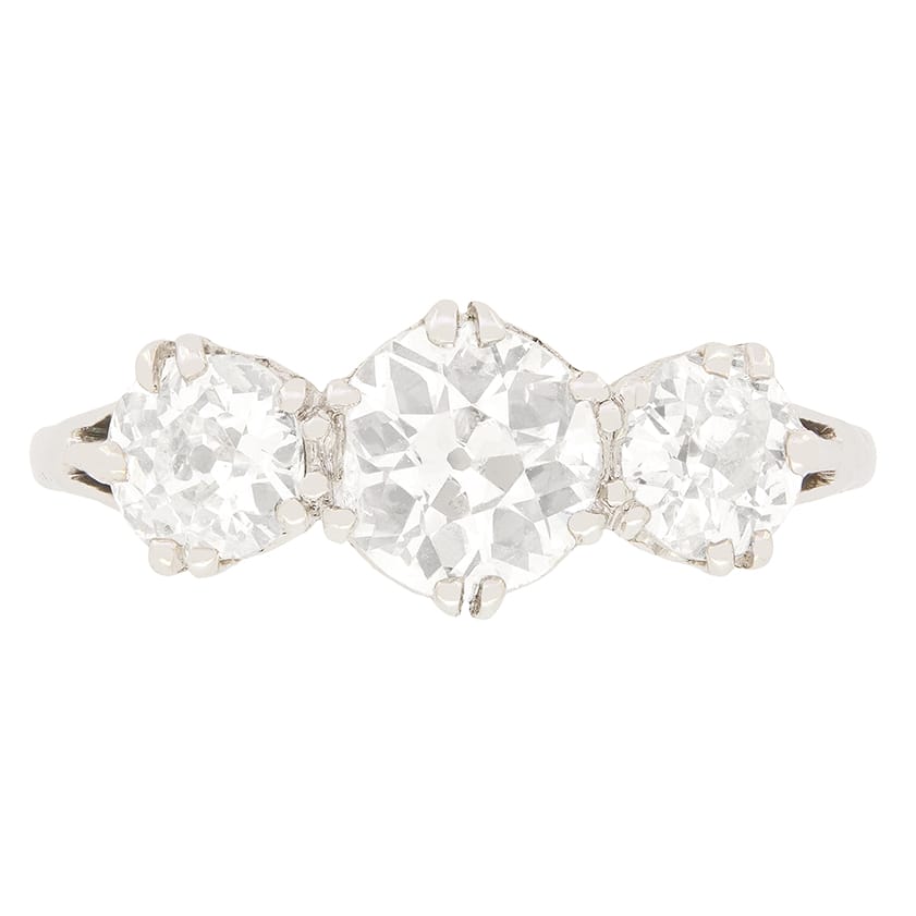Art Deco 1.75ct Diamond Three Stone Ring, c.1920s