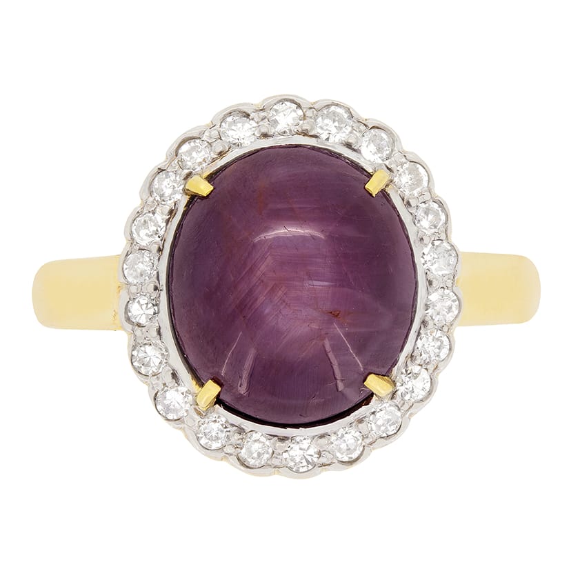 Vintage 7.75ct Ruby and Diamond Halo Ring, c.1970