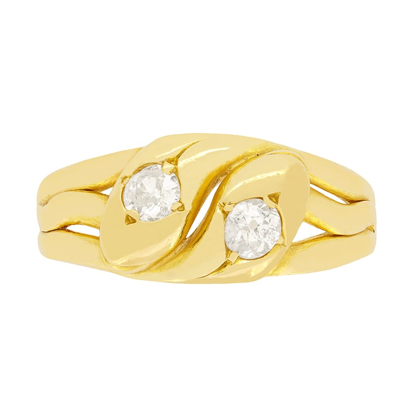 Victorian 0.40ct Diamond Snake Ring, hallmarked 1884