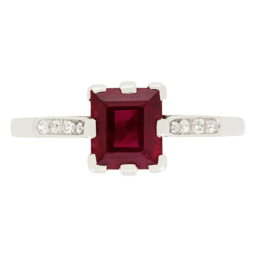 Art Deco 1.50ct Ruby Solitaire Ring, c.1920s